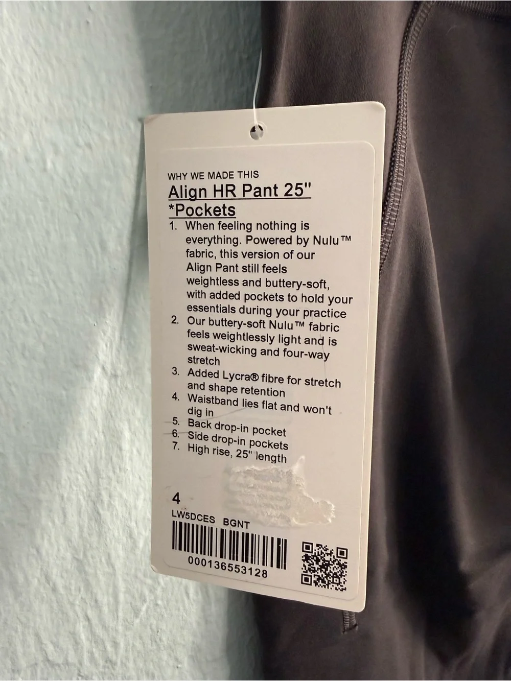 Lululemon Align High-Rise Pant 25” Pockets/Color Black
